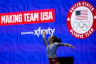 Hezly Rivera competes in the floor exercise at the United States Gymnastics Olympic Trials...