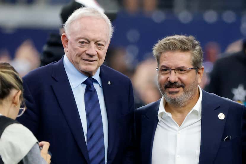 Dallas Cowboys team owner Jerry Jones and Dan Snyder, co-owner and co-CEO of the Washington...