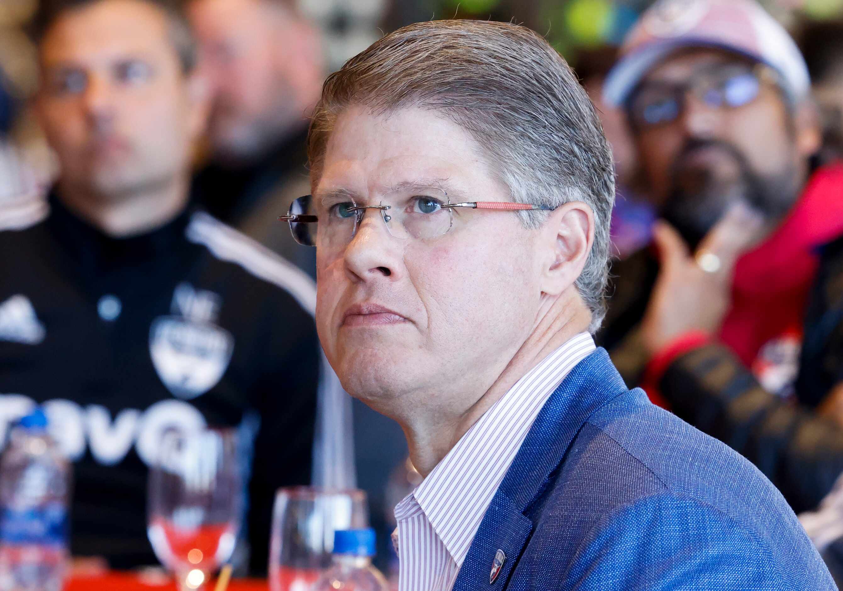 CEO of the Kansas City Chiefs Clark Hunt watches the FC Dallas' World Cup draw watch party...
