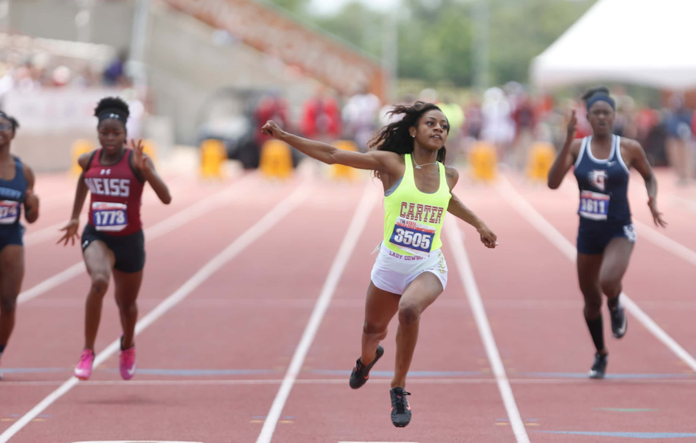 Carter's Sha'Carri Richardson in the Class 4A girls  100-meter dash. Final day of  the UIL...