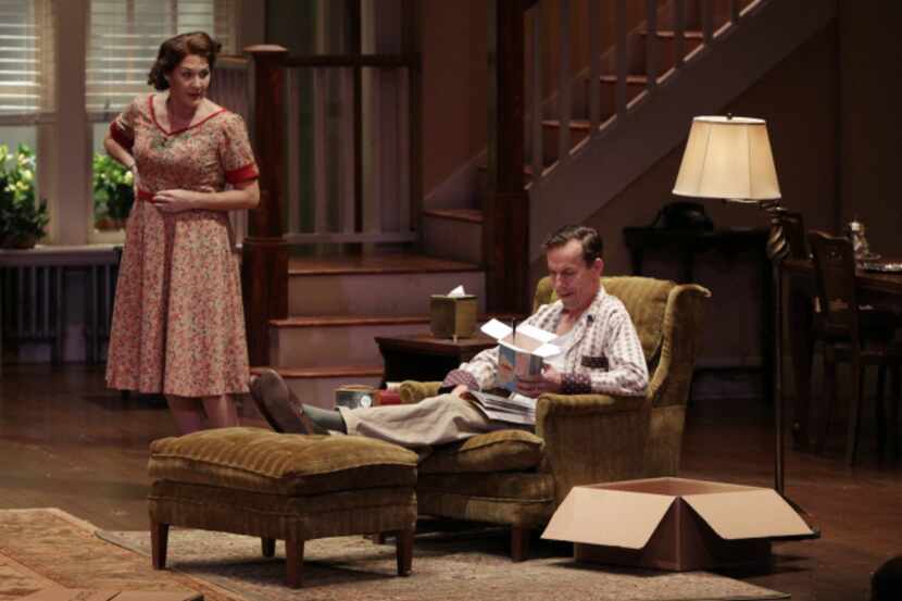 Actors Sally Nystuen Vahle (Bev) and Chamblee Ferguson (Russ), perform during a scene of the...