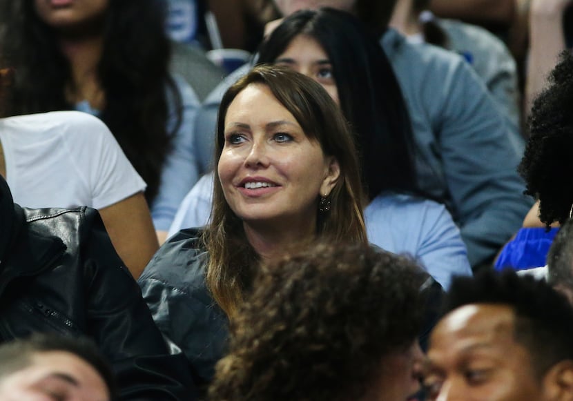 Mirjam Poterbin, the mother of Luka Doncic, sits in the stands during the second half a...