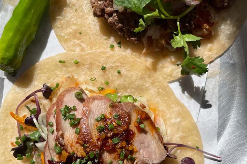 The duck tacos (below) and carne asada at Resident Taqueria in Lake Highlands