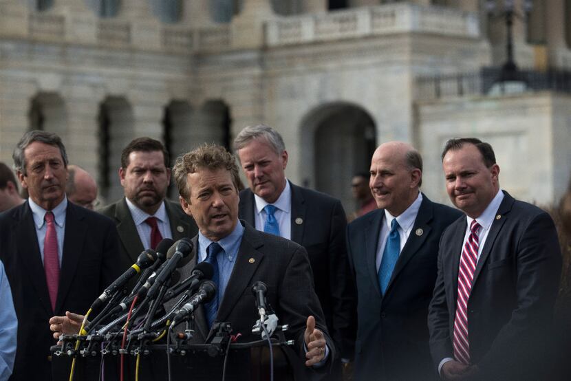 Backed by members of the conservative House Freedom Caucus, Kentucky Sen. Rand Paul...