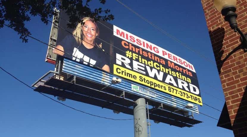 A billboard in Plano advertises the reward offered in the missing person's case.