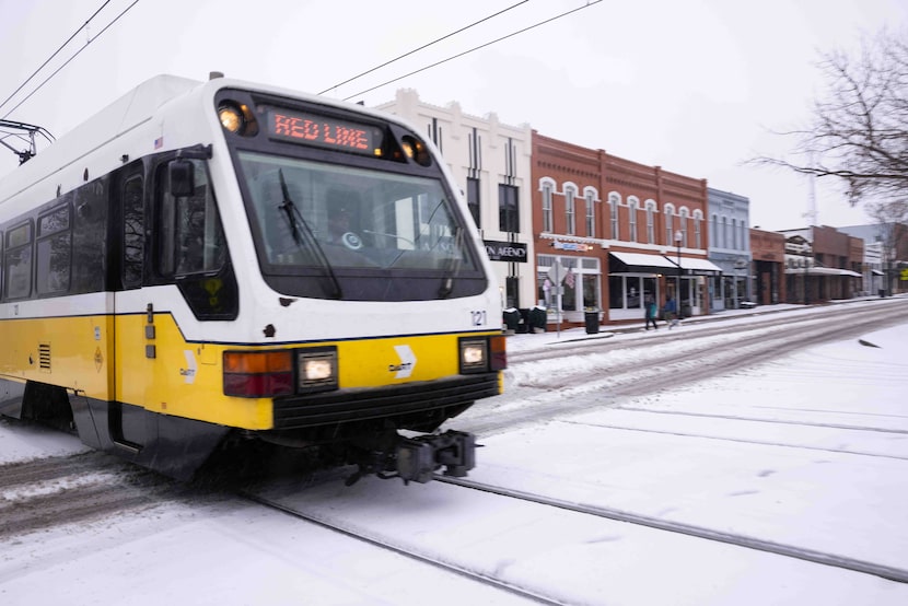 The DART Red Line departs the Downtown Plano Station in Plano on Thursday, Jan. 9, 2025. 2...