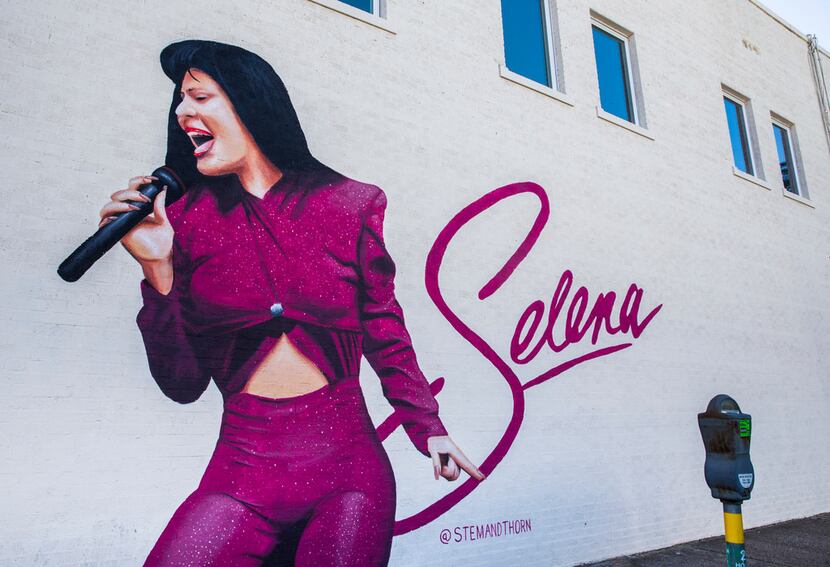 A mural of singer Selena is displayed at 338 W. Jefferson Blvd.