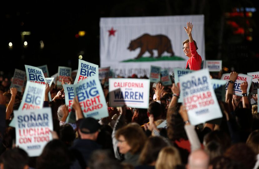 Presidential candidate Elizabeth Warren speaks at a town hall meeting at Waterfront Park in...