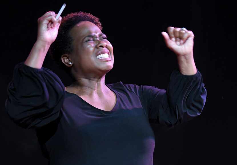 Deontay Roaf plays Nina Simone in The Champion at Bishop Arts Theatre Center.