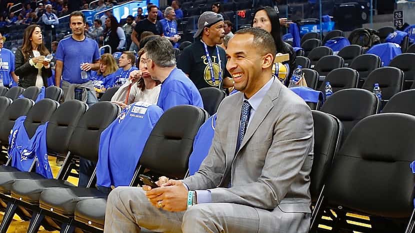 Nico Harrison of Nike takes in pregame between the LA Clippers and the Golden State Warriors...