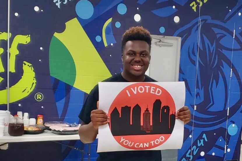 Kernell Slack, 17, won a contest to revamp the classic "I Voted" sticker.