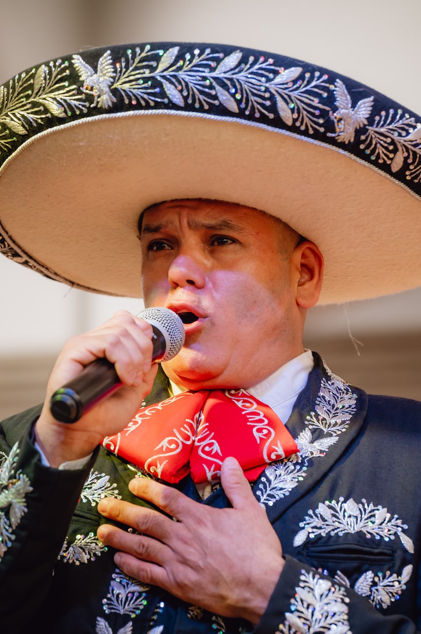 A member of El Mariachi Mexicanisimoshow performs for “Las Fiestas Patrias” at La Gran Plaza...