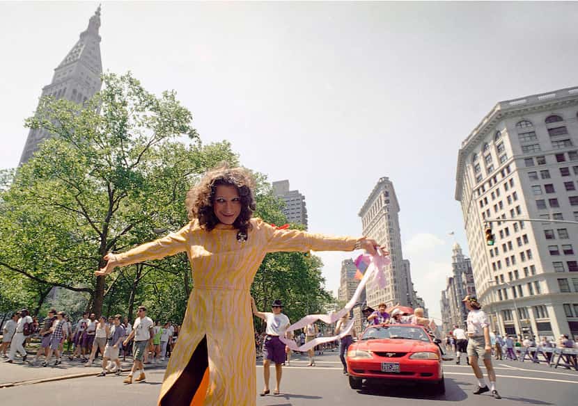 In this June 26, 1994, file photo, LGBT pioneer Sylvia Rivera leads an ACT-UP march past New...