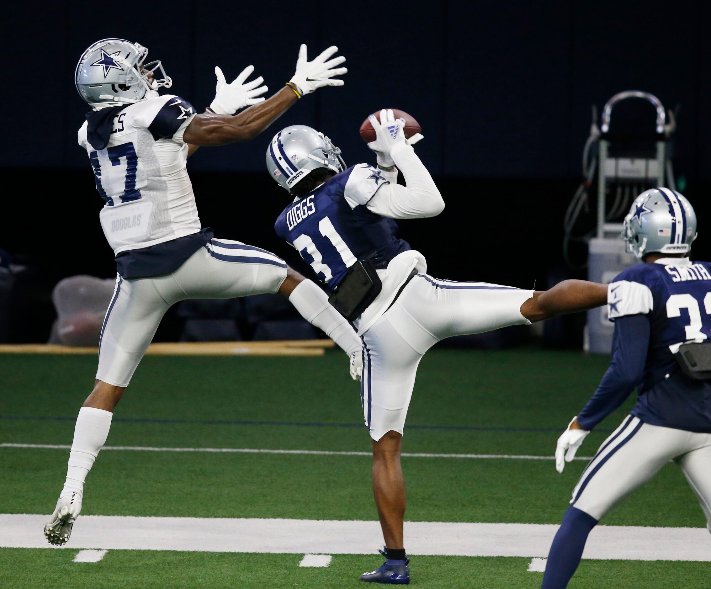 Dallas Cowboys cornerback Trevon Diggs (31) intercepts a pass in front of Dallas Cowboys...