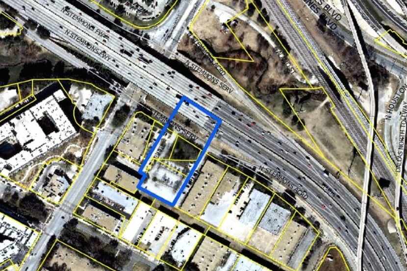  The proposed tower would be built on the south side of Stemmons Freeway, just east of Oak...