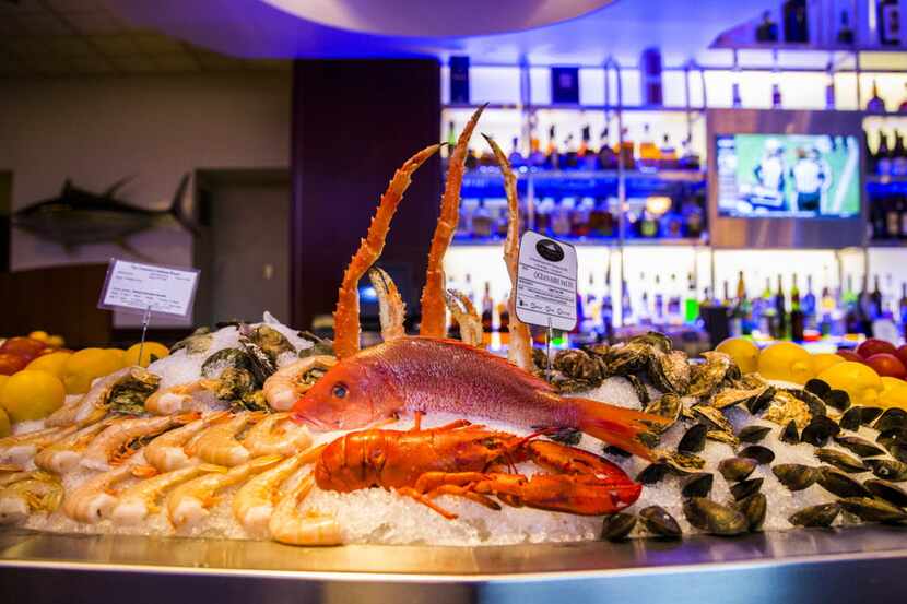 An inviting raw bar is on display at the Ocean Seafood Room in the Westin Galleria hotel. 