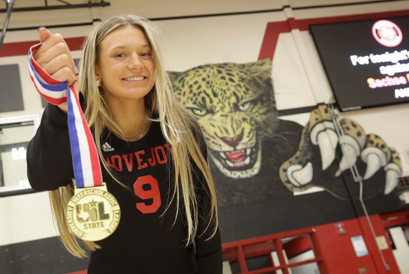 Averi Carlson poses for a photograph at Lovejoy High School in Allen, TX, on Nov. 30, 2021. ...