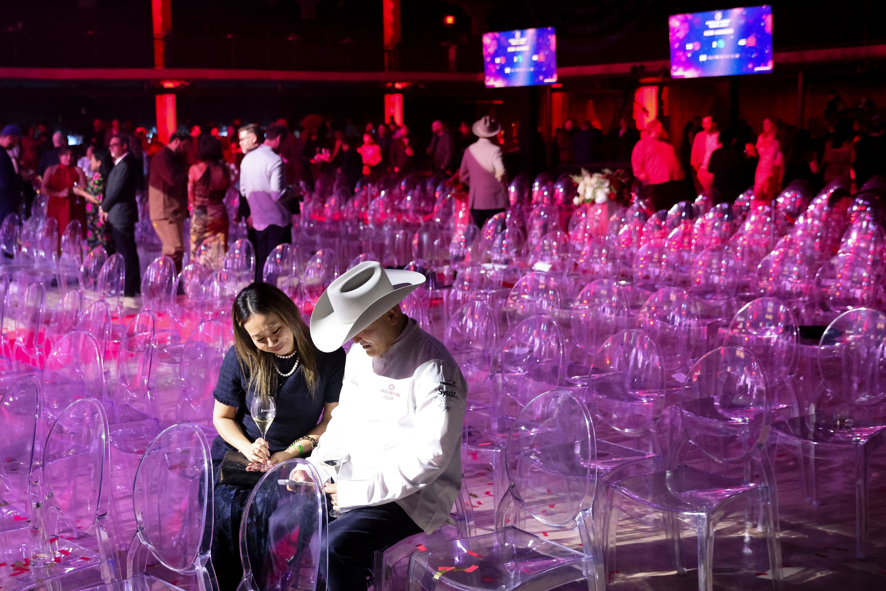 Hiroko Sekiguchi (left) and her husband Chef Tatsuya Sekiguchi of Tatsu Dallas sit by...