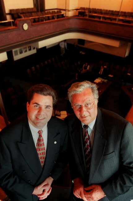 U.S. House Majority Leader Dick Armey  with his son Scott Armey, a Denton County...