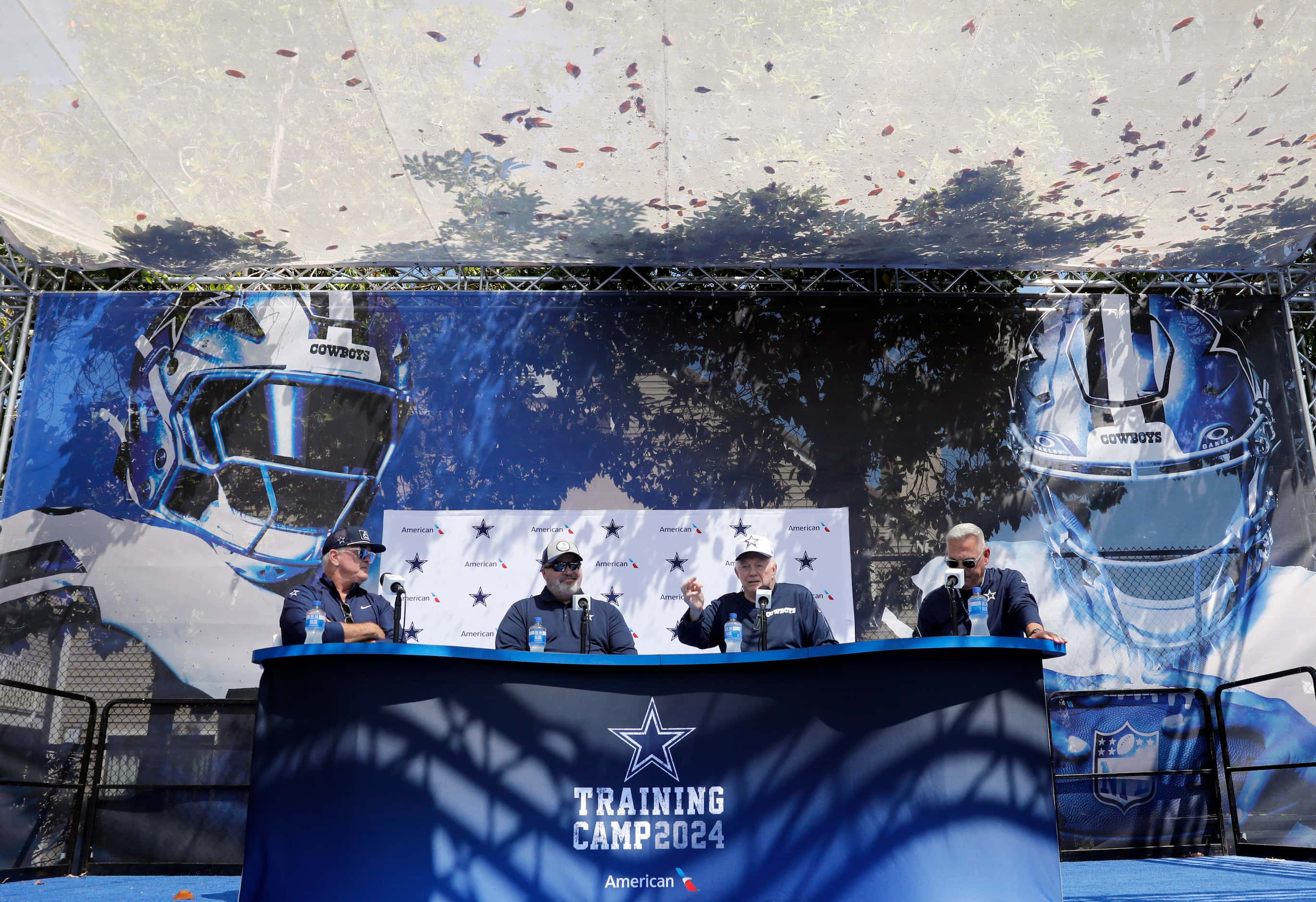 (From left) Dallas Cowboys executive vice president, CEO, and director of player personnel...