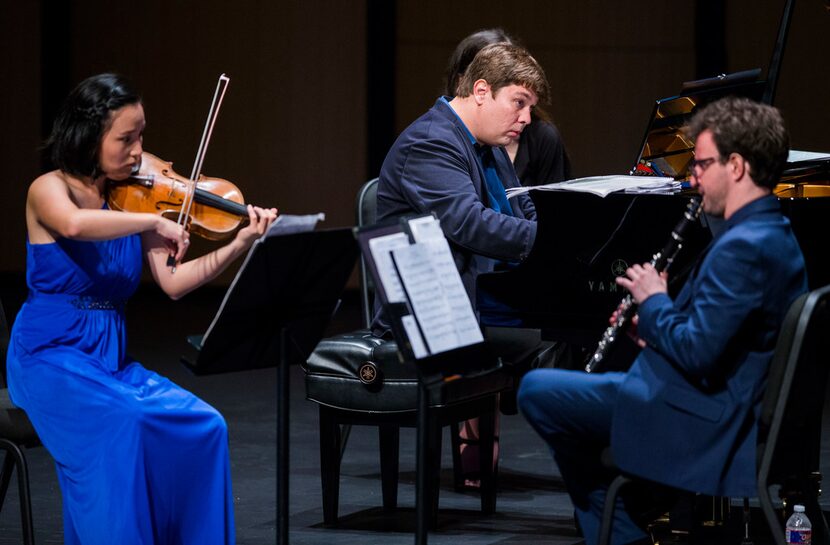 Violinist Grace Kang Wollett, pianist Mikhail Berestnev and clarinetist Danny Goldman...