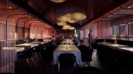 This rendering shows Dallas' sophisticated Le PasSage restaurant, which is expected to open...