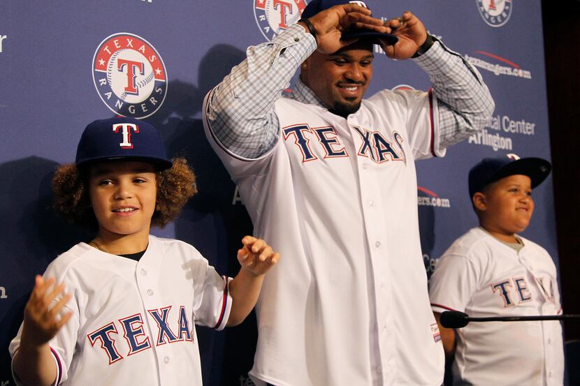 The Texas Rangers introduce Prince Fielder as the newest member of the team at Rangers...