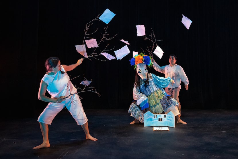 From left, Frida Espinosa Müller, Sorany Gutiérrez and David Lozano in Cara Mia Theatre's...