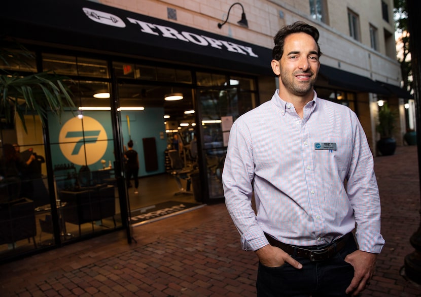 Kelley Gray, Trophy Fitness founder and CEO outside his gym in Uptown Dallas. 