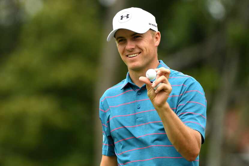 CHARLOTTE, NC - AUGUST 07:  Jordan Spieth smiles during a practice round prior to the 2017...
