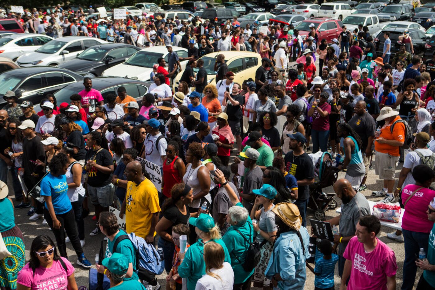 Protesters gathered at St. Paul United Methodist Church at the start of the "March to End...