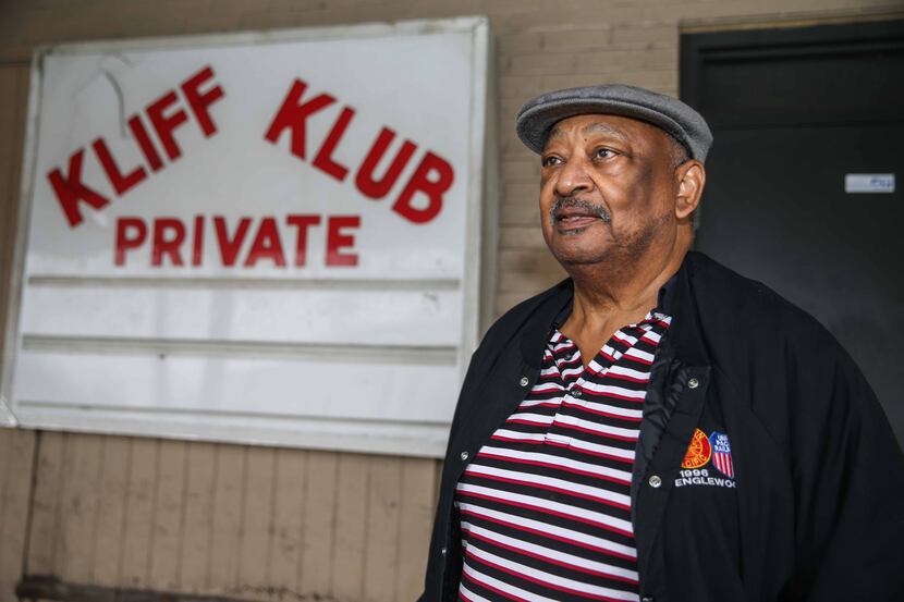 Owner Bill Frazier poses outside the Kliff Klub on Wednesday.