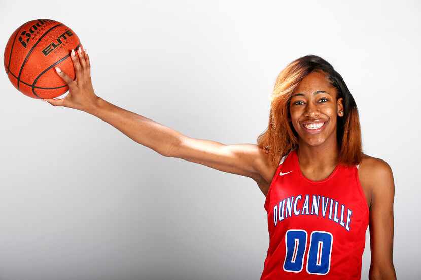 Duncanville's Zarielle Green, SportsDay's girls basketball player of the year last season,...