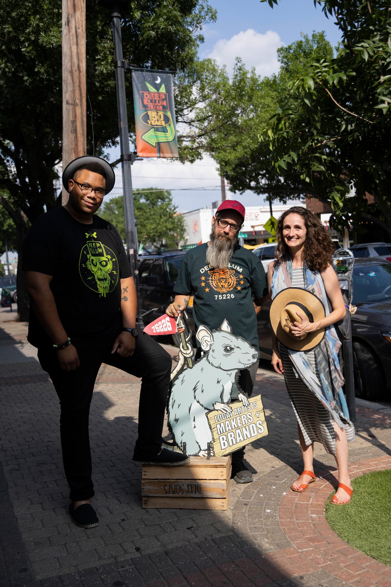 Artist Raymond Butler, Everything Ellum owner Chris Lewellyn and Stephanie Keller Hudiburg,...