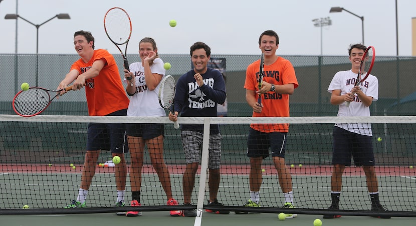 From left: McKinney North tennis players Jordan Brewer, Brooke Brewer, Rodrigo Matas, Nick...