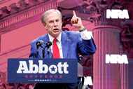 Texas Gov. Greg Abbott speaks during the Leadership Forum at 2024 NRA Annual Meetings and...