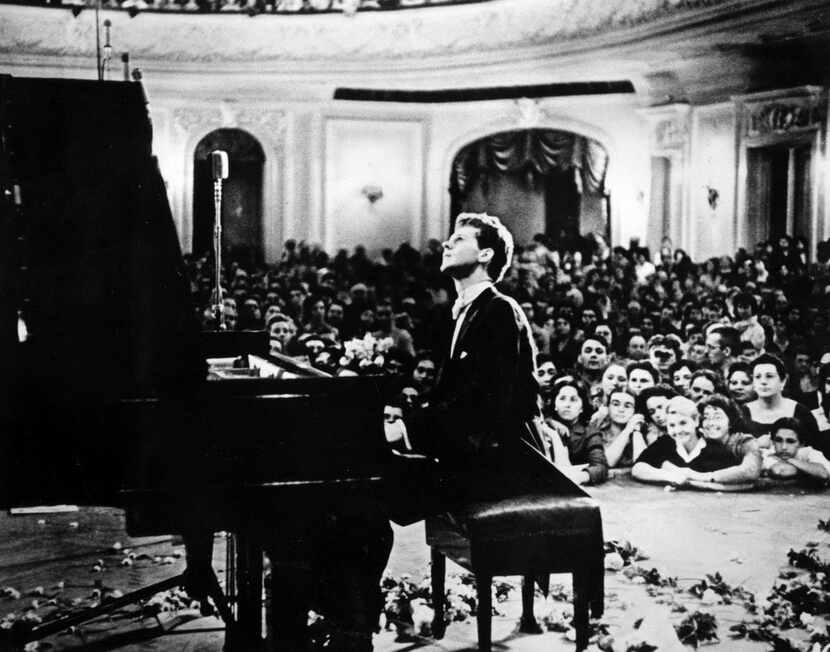 In this photo provided by the Van Cliburn Foundation, Texas pianist Van Cliburn performs to...