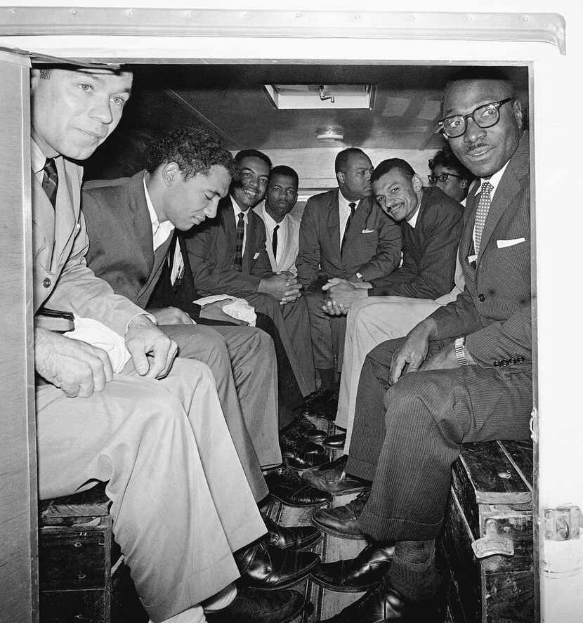 A group of Freedom Riders  waited in a truck to be taken to the Hinds County prison farm in...