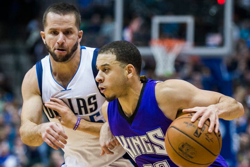 Seth Curry, shown here last season against the Mavericks' J.J. Barea, is hoping to find a...