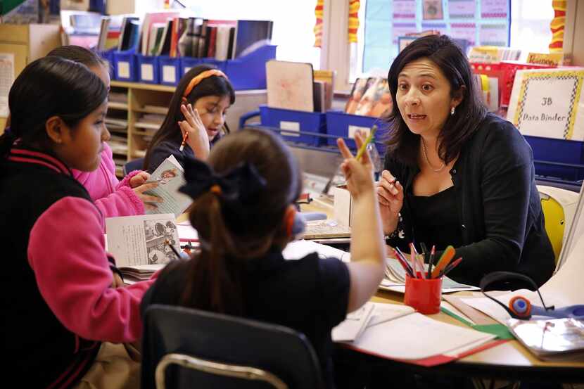 
Harry C. Withers Elementary School teacher Irma De La Guardia teaches a dual language...