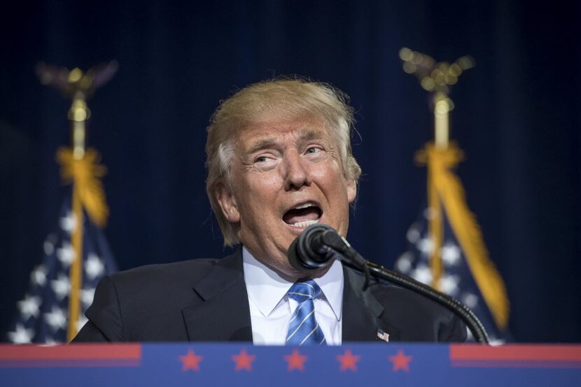 Donald Trump, 2016 Republican presidential nominee, speaks during a campaign event in...