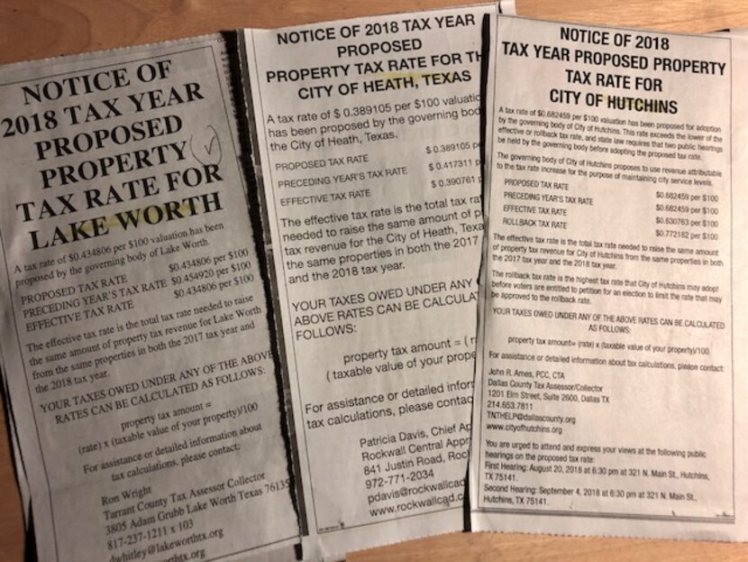 August is the month when Texas newspapers print property tax rate notices from governments....