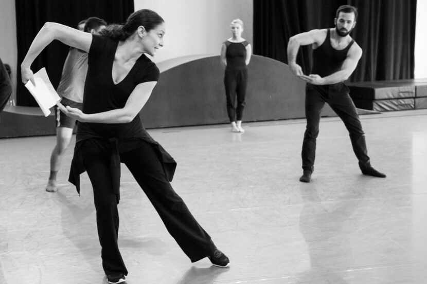 Joy Atkins Bollinger  (left) rehearses the Bruce Wood Dance company, including Olivia...