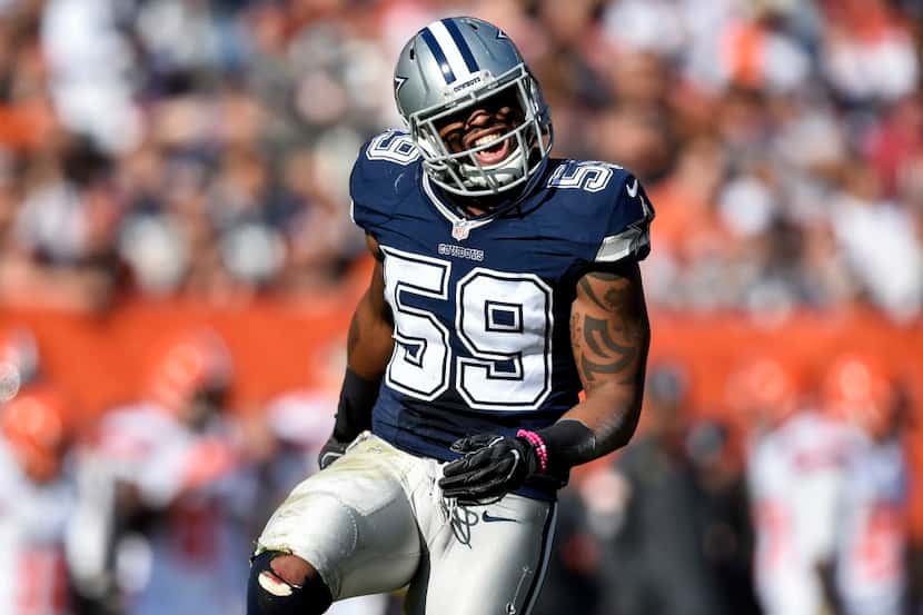 FILE - In this Nov. 6, 2016, file photo, Dallas Cowboys middle linebacker Anthony Hitchens...