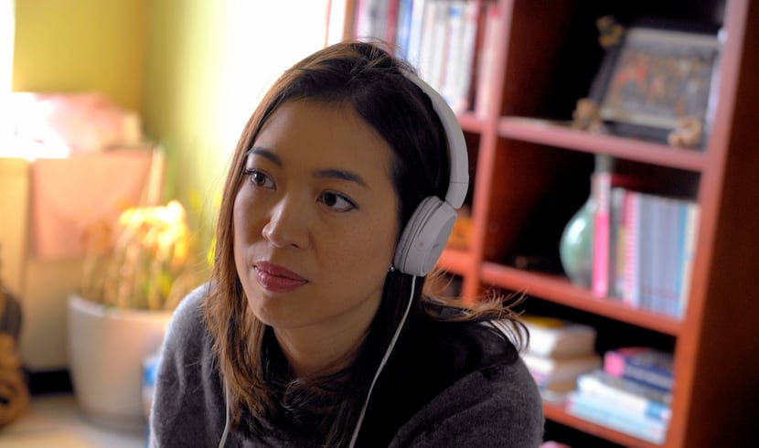 Elise Hu, NPR reporter, conducts an interview from her apartment in Seoul, South Korea.