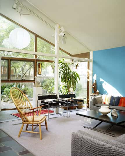 The pitched roof in the Prinz living room fills the space with light. In 2008,  the room is...