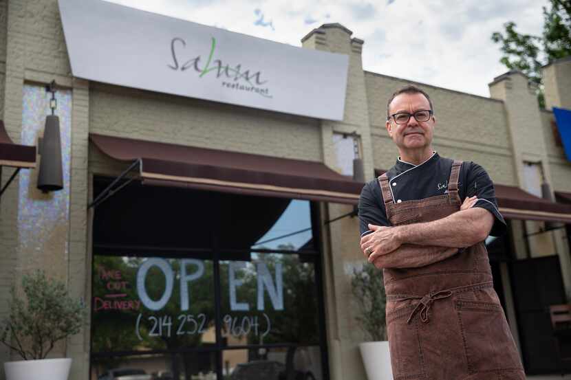 Chef Abraham Salum stands outside of Salum restaurant on Cole Avenue on May 7, 2020 in...