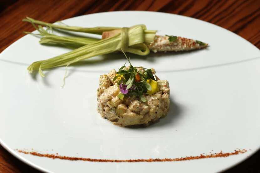 Chef Julio Peraza's baby corn esquite at Madrina, the new French-inspired Mexican place from...