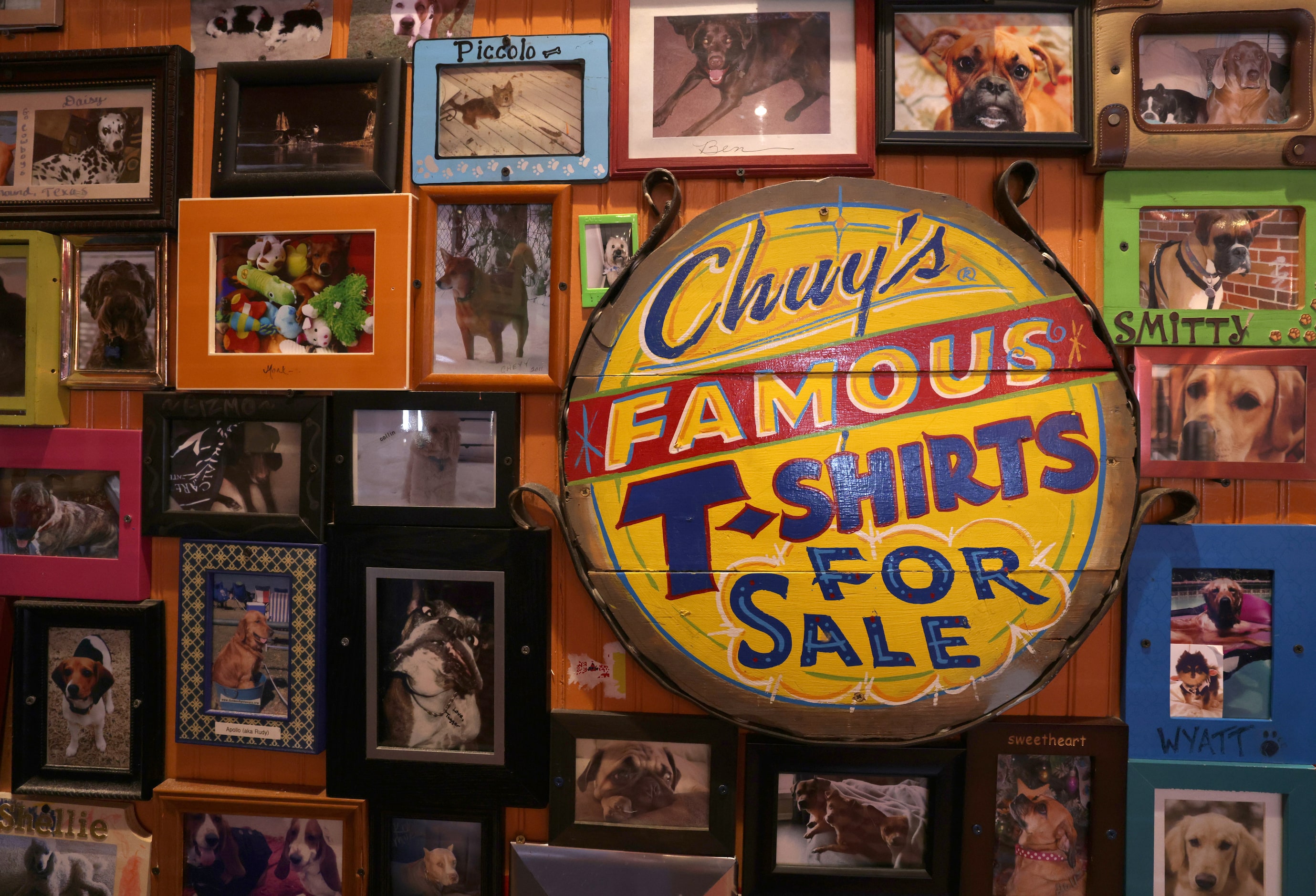 Some of the art-covered walls at Chuy's in Dallas, TX, on Aug 18, 2024. (photo by Jason...