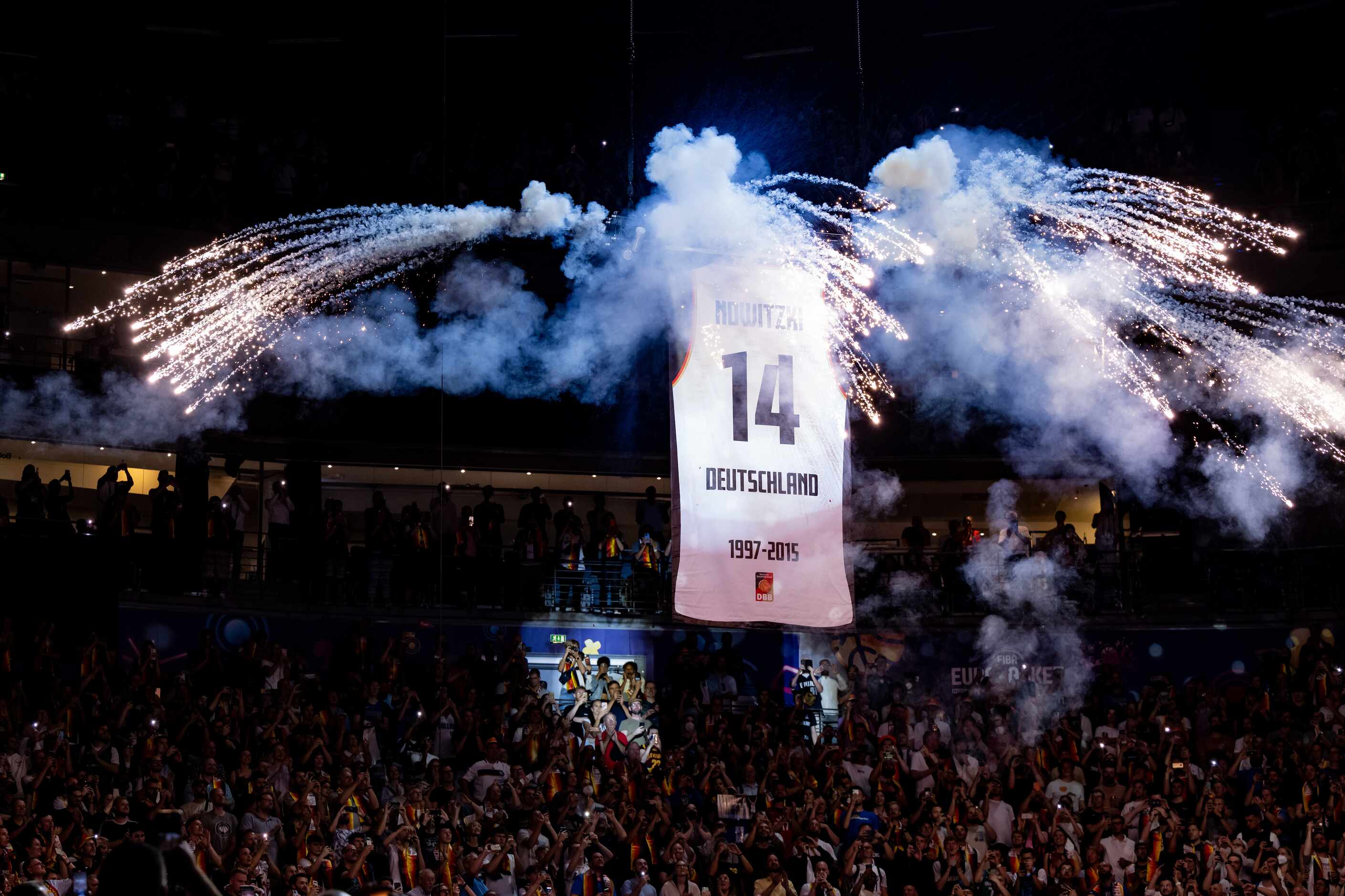 COLOGNE, GERMANY - SEPTEMBER 01: Flag retirement ceremony for Dirk Nowitzki (not in the...